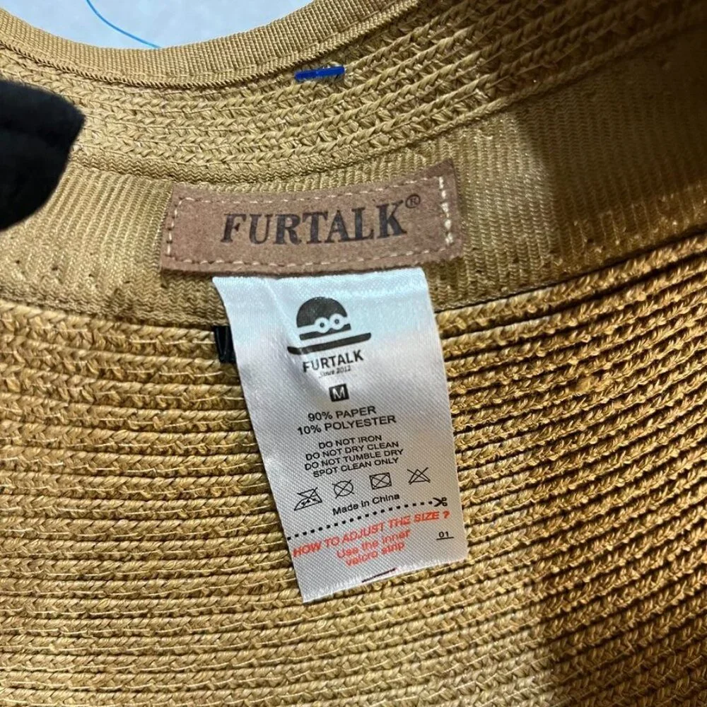 FURTALK Wide Brim Roll Up Sun Visor Hat Adjustable Brown M